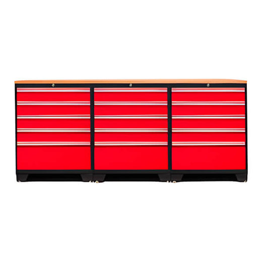 NewAge Garage Cabinets - PRO Red 4-Piece Workbench Set with Bamboo Top