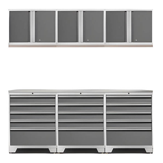 NewAge Garage Cabinets - PRO Platinum 7-Piece Garage Storage Set with Stainless Steel Top