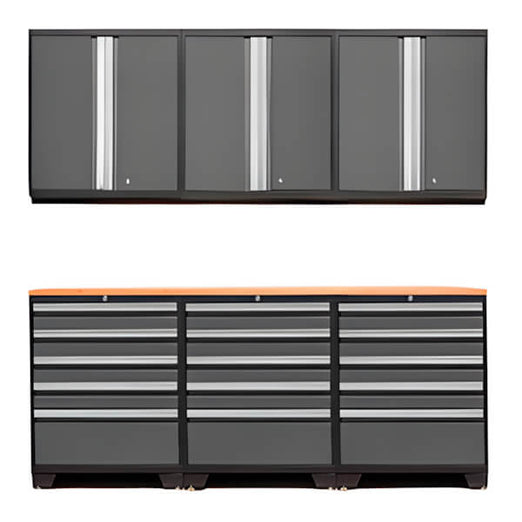NewAge Garage Cabinets - PRO Grey 7-Piece Garage Storage Set with Bamboo Top