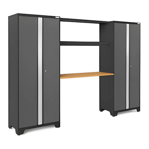 NewAge Garage Cabinets BOLD Series Grey 4-Piece Garage Cabinet System with Bamboo Worktop-50673-Garage Giant