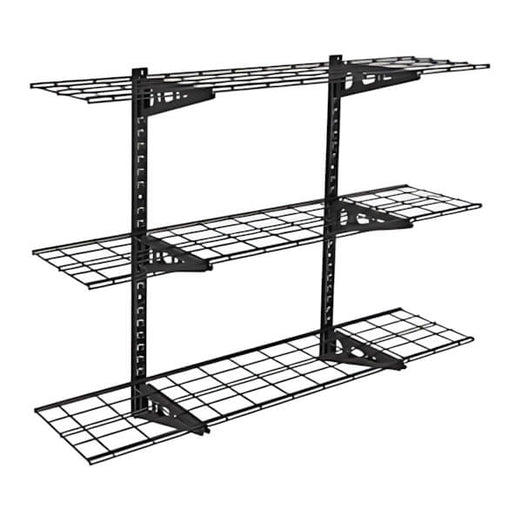 Fleximounts 3-Tier 1' x 4' Adjustable Wall Shelves-FLX-WS14B-BLK-Garage Giant