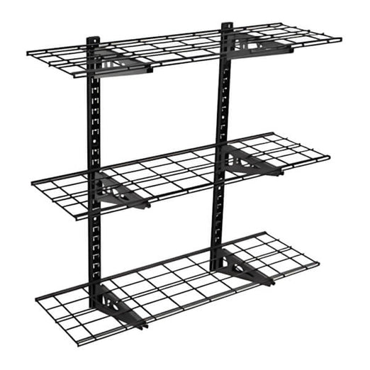Fleximounts 3-Tier 1' x 3' Adjustable Wall Shelves-FLX-WS13B-BLK-Garage Giant
