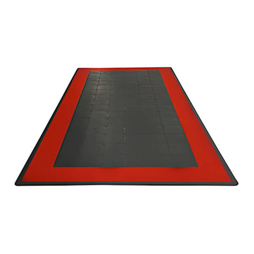Speedway Tile Single Car Garage Floor Tile Mat / Pad (Black / Red)-SPEEDBRDR300MTM-Garage Giant