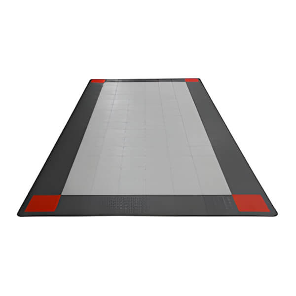 Speedway Tile Single Car Garage Floor Tile Mat / Pad (Black / Red / Silver)-SPEED4CNR300MTM-Garage Giant