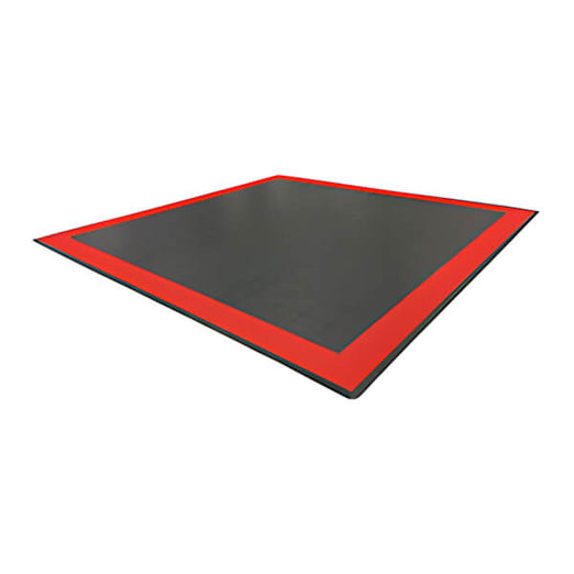 Speedway Tile Two Car Garage Floor Tile Mat / Pad (Black / Red)-SPEEDBRDR300MTL-Garage Giant