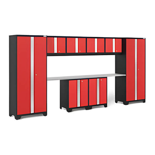 NewAge Garage Cabinets BOLD Series Red 10-Piece Set with Stainless Steel Top-50257-Garage Giant