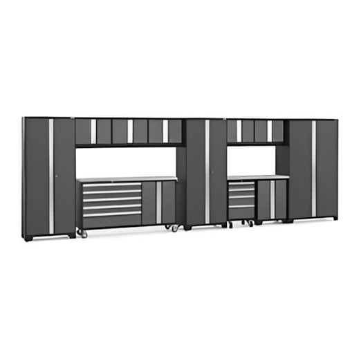NewAge Garage Cabinets BOLD Grey 12-Piece Project Center Set with Stainless Top-56146-Garage Giant