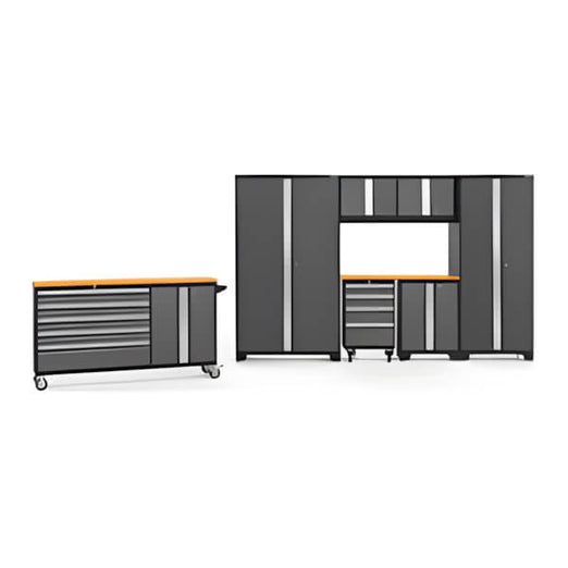 NewAge Garage Cabinets BOLD Grey 8-Piece Project Center Set with Bamboo Top-Garage Giant