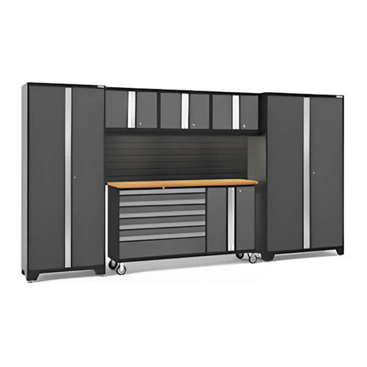 NewAge Garage Cabinets BOLD Grey 6-Piece Cabinet Set with Bamboo Top, Backsplash, LED Lights-40426-Garage Giant
