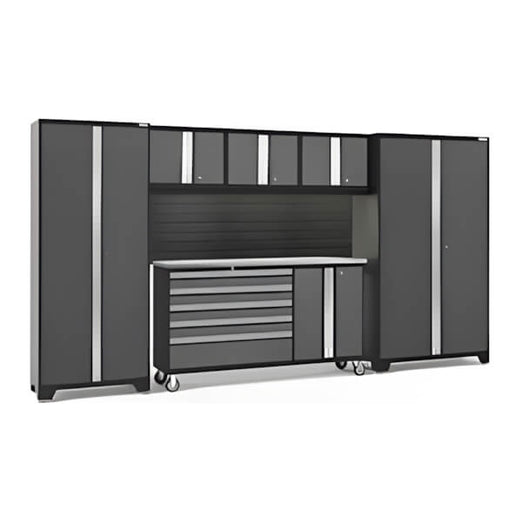 NewAge Garage Cabinets BOLD Grey 6-Piece Cabinet Set with Stainless Top, Backsplash, LED Lights-40427-Garage Giant