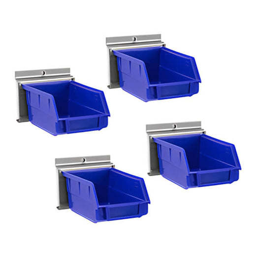 NewAge Garage Cabinets PVC Slatwall Blue Parts Bins with Parts Bins Support (Pack of 4)-51784-Garage Giant