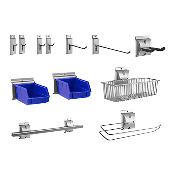 NewAge Garage Cabinets PVC Slatwall 12-Piece Accessory Kit-51765-Garage Giant