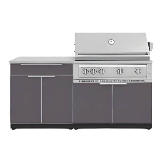 NewAge Outdoor Kitchens Aluminum Slate Grey 4-Piece Outdoor Kitchen Set with 40-Inch Natural Gas Platinum Grill-67368-Garage Giant