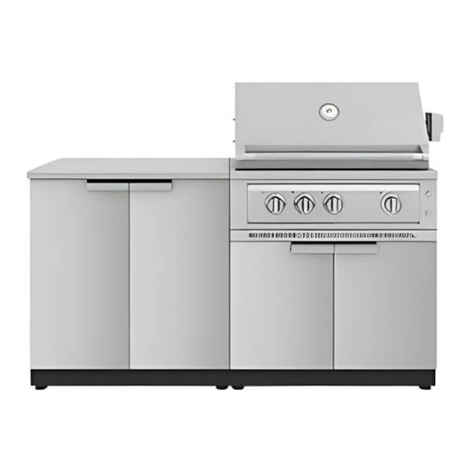 NewAge Garage Cabinets Stainless Steel 4-Piece Outdoor Kitchen Set with 33-Inch Liquid Propane Platinum Grill