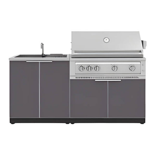 NewAge Outdoor Kitchens Aluminum Slate Grey 3-Piece Outdoor Kitchen Set with 40-Inch Liquid Propane Platinum Grill-Garage Giant