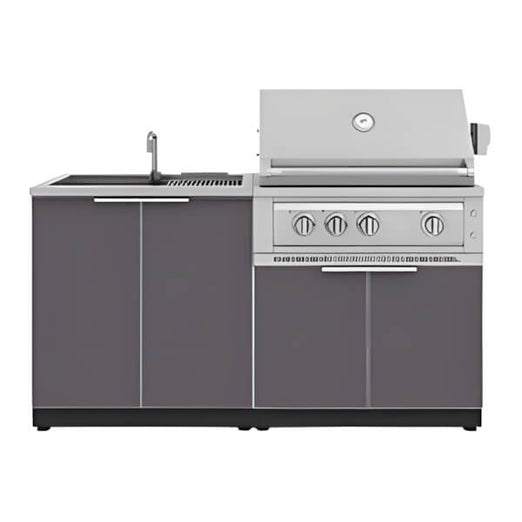 NewAge Outdoor Kitchens Aluminum Slate Grey 3-Piece Outdoor Kitchen Set with 33-Inch Natural Gas Platinum Grill-67268-Garage Giant