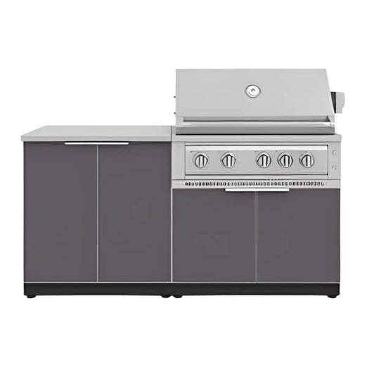 NewAge Garage Cabinets Aluminum Slate 4-Piece Outdoor Kitchen Set with 36-Inch Liquid Propane Platinum Grill