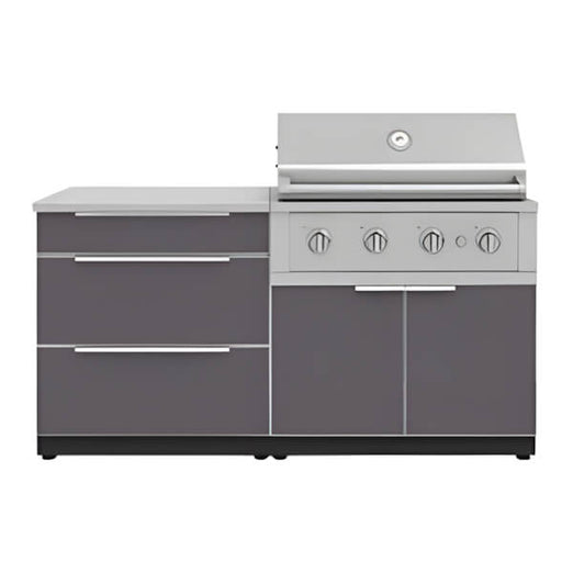 NewAge Garage Cabinets Aluminum Slate 4-Piece Outdoor Kitchen Set with 36-Inch Liquid Propane Performance Grill