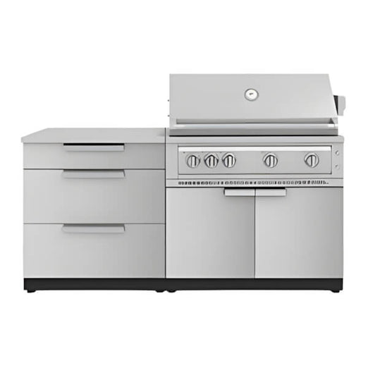 NewAge Garage Cabinets Stainless Steel 4-Piece Outdoor Kitchen Set with 40-Inch Liquid Propane Platinum Grill