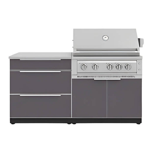 NewAge Garage Cabinets Aluminum Slate 4-Piece Outdoor Kitchen Set with 36-Inch Natural Gas Platinum Grill