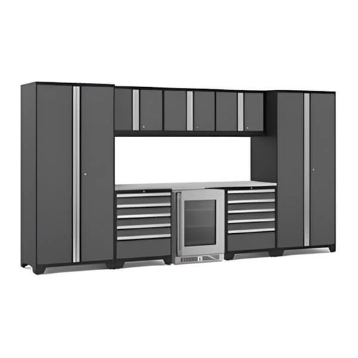 NewAge Garage Cabinets PRO Series Grey 9-Piece Set with Stainless Steel Top-55046-Garage Giant