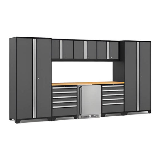 NewAge Garage Cabinets PRO Series Grey 9-Piece Set with Bamboo Top-55034-Garage Giant