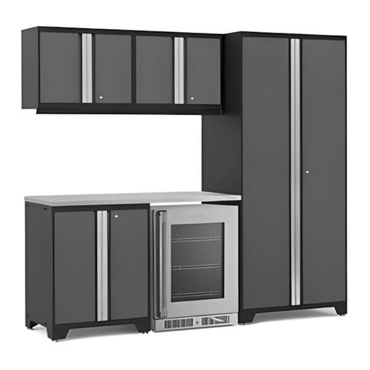 NewAge Garage Cabinets PRO Series Grey 6-Piece Set with Stainless Steel Top-53042-Garage Giant