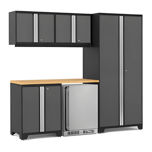 NewAge Garage Cabinets PRO Series Grey 6-Piece Set with Bamboo Top-53038-Garage Giant