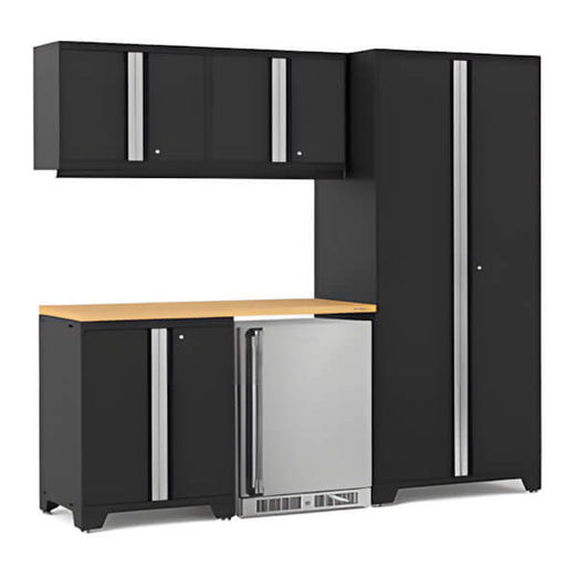NewAge Garage Cabinets PRO Series Black 6-Piece Set with Bamboo Top-53041-Garage Giant