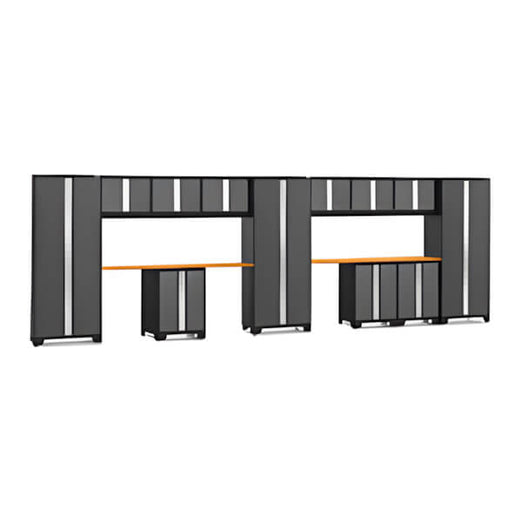 NewAge Garage Cabinets BOLD Series Grey 14-Piece Set with Bamboo Tops-50094-Garage Giant