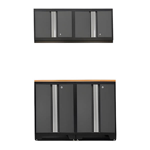NewAge Garage Cabinets BOLD Series Grey 5-Piece Set with Bamboo Top-50126-Garage Giant
