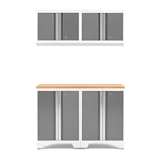 NewAge Garage Cabinets BOLD Series Platinum 5-Piece Set with Bamboo Top-51198-Garage Giant