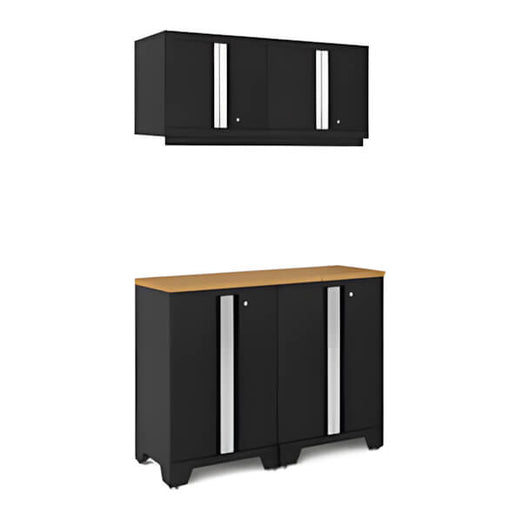 NewAge Garage Cabinets BOLD Series Black 5-Piece Set with Bamboo Top-51199-Garage Giant
