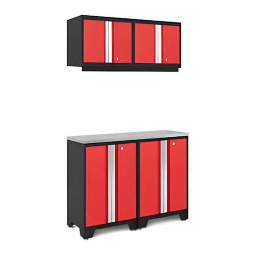 NewAge Garage Cabinets BOLD Series Red 5-Piece Set with Stainless Steel Top-51220-Garage Giant