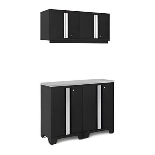 NewAge Garage Cabinets BOLD Series Black 5-Piece Set with Stainless Steel Top-51222-Garage Giant