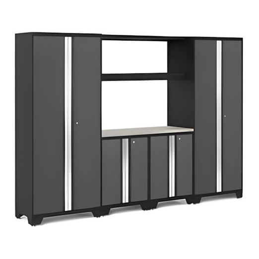 NewAge Garage Cabinets BOLD Series Grey 6-Piece Set with Stainless Steel Worktop-52624-Garage Giant