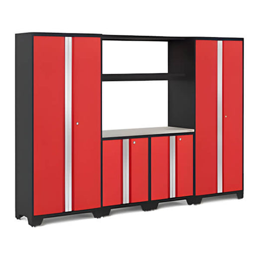 NewAge Garage Cabinets BOLD Series Red 6-Piece Set with Stainless Steel Worktop-52625-Garage Giant