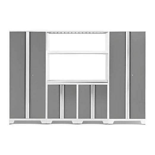 NewAge Garage Cabinets BOLD Series Platinum 6-Piece Set with Stainless Steel Worktop-52626-Garage Giant