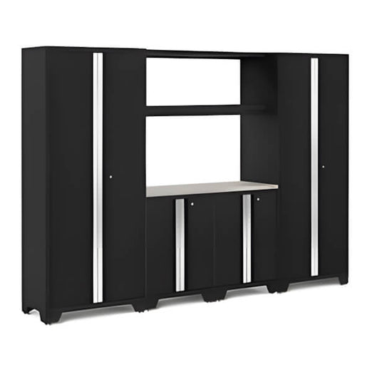 NewAge Garage Cabinets BOLD Series Black 6-Piece Set with Stainless Steel Worktop-52627-Garage Giant