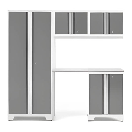 NewAge Garage Cabinets BOLD Series Platinum 5-Piece Set with Stainless Steel Top-56786-Garage Giant