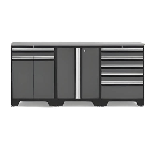 NewAge Garage Cabinets - PRO Grey 4-Piece Workbench Set with Stainless Steel Top