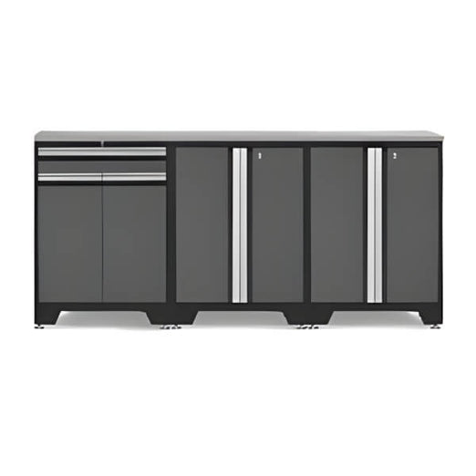 NewAge Garage Cabinets - PRO Grey 4-Piece Workbench Setup with Stainless Steel Top