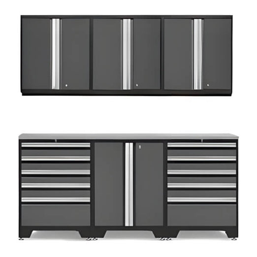 NewAge Garage Cabinets PRO Grey 7-Piece Workbench System with Stainless Steel Top-Garage Giant