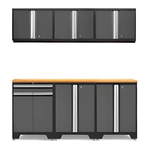 PRO Grey 7-Piece Workbench Setup with Bamboo Top - Garage Giant