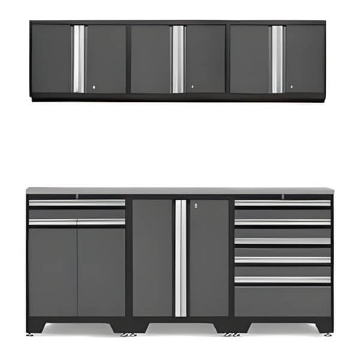 NewAge Garage Cabinets - PRO Grey 7-Piece Workbench Set with Stainless Steel Top