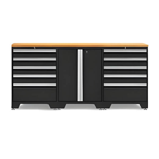 NewAge Garage Cabinets - PRO Black 4-Piece Workbench System with Bamboo Top