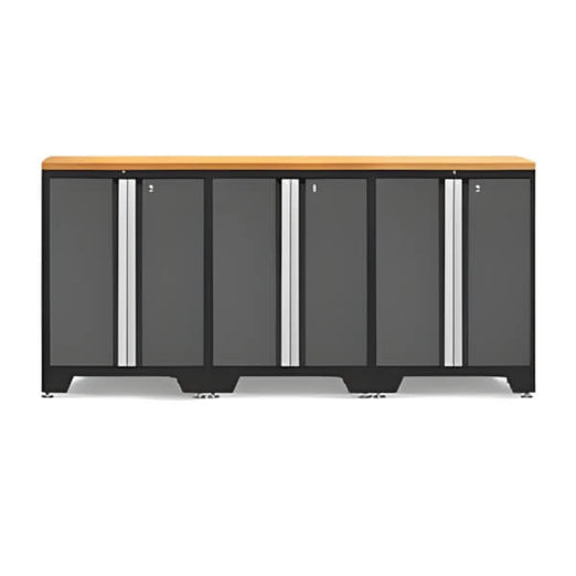 NewAge Garage Cabinets PRO Grey 4-Piece Work Station with Bamboo Top-Garage Giant