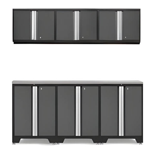 NewAge Garage Cabinets - PRO Grey 7-Piece Workbench Set with Stainless Steel Top