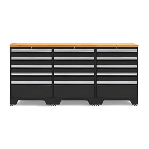 NewAge Garage Cabinets PRO Black 4-Piece Workbench Set with Bamboo Top-52804 + 32284-Garage Giant