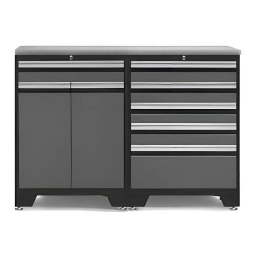 NewAge Garage Cabinets - PRO Grey 3-Piece Workbench Set with Stainless Steel Top